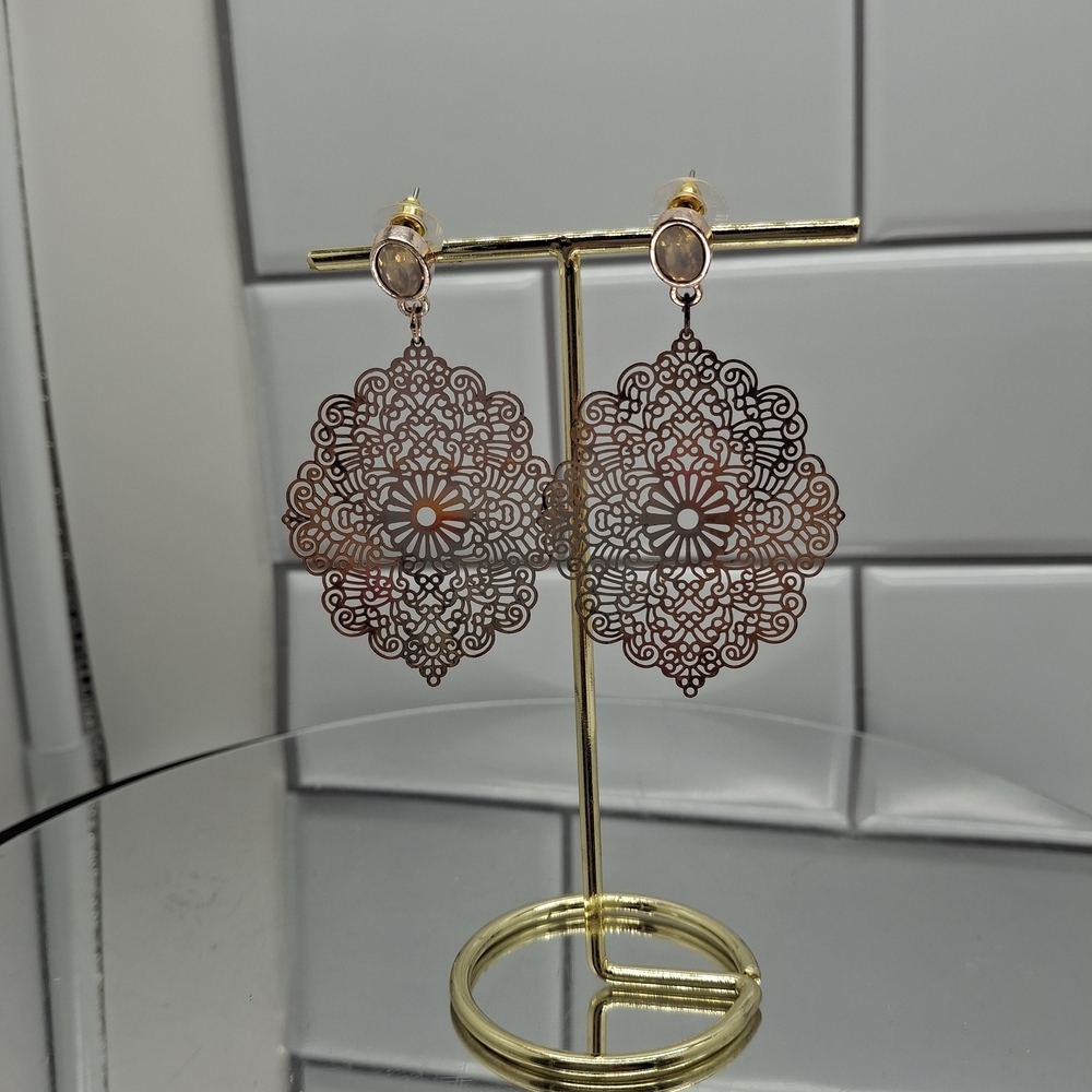 Gold Chandelier Filigree Earrings